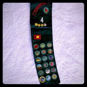 Vintage Girl Scouts Sash with Badges